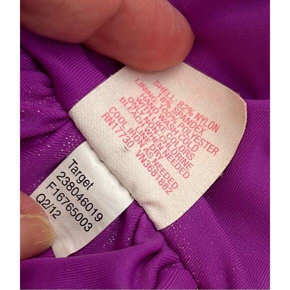 Xhilaration Purple With Gold Sheen & Braided Metal Chain Tie Neck Bikini Top, M - Picture 7 of 8